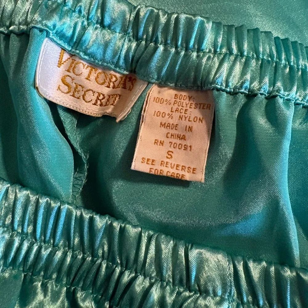 💎 Vintage Victoria’s Secret Satin Pajama Set | Teal Lace | Size S‎ | Y2K (0777) - Picture 5 of 8